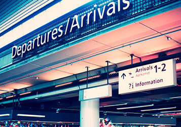 Airport departures and arrivals areas.