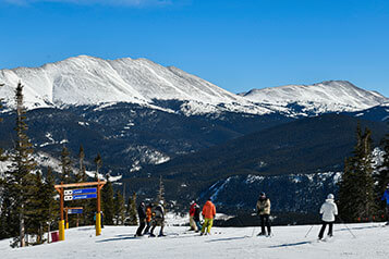 Breckenridge ski resort in wintertime with snow in the Colorado Rocky Mountains Scenic landscape.