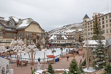View of Beaver Creek central plaza, Colorado, USA.